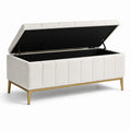 Gepolsterte Sitzbank mit Stauraum, 120 × 45 × 50 cm, Creme/Gold/Schwarz
