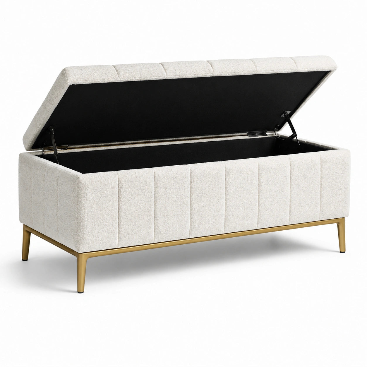 Gepolsterte Sitzbank mit Stauraum, 120 × 45 × 50 cm, Creme/Gold/Schwarz