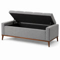 2-Sitzer-Sofa mit Stauraum, grauer Stoffbezug und braunes Gestell in Holzoptik, 170 × 80 × 83 cm