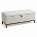 Gepolsterte Sitzbank mit Stauraum und Klappdeckel, 120 × 45 × 48 cm, Hellgrau/Braun