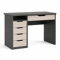 Moderner Schreibtisch aus Holzwerkstoff mit 5 Schubladen und Ablagefach, Anthrazit/Beige, 120 × 50 × 75 cm