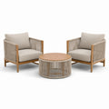 3-teiliges Gartenmöbel-Set mit 2 Sesseln 76 × 75 × 78 cm und Rundtisch Ø 75 × 40 cm, Beige/Braun
