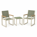 3-teiliges Gartenmöbel-Set Grün/Beige/Braun mit 2 Armlehnstühlen 57 × 61 × 88 cm und Beistelltisch 45 × 45 × 45 cm