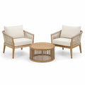 3-teiliges Gartenmöbel-Set Natur/Beige mit 2 Sesseln 75 × 78 × 78 cm und rundem Tisch Ø 80 × 42 cm