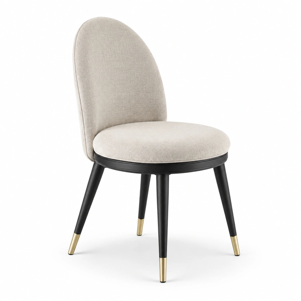 Gepolsterter Esszimmerstuhl 52 × 58 × 84 cm in Beige mit schwarzem Gestell und goldfarbenen Akzenten
