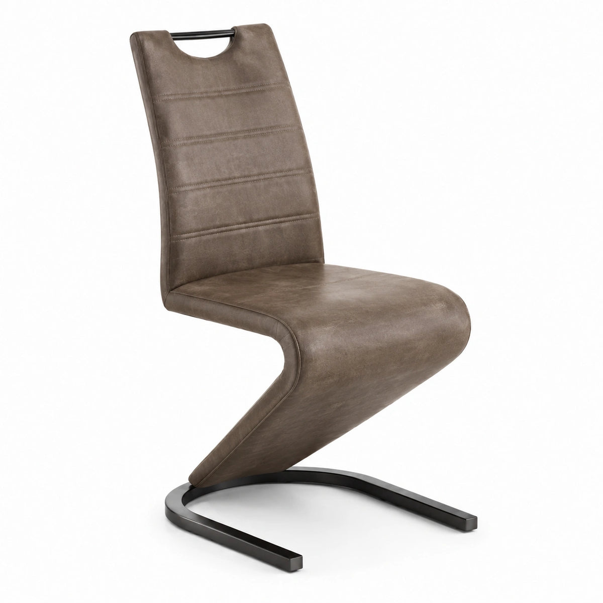 Moderner Freischwinger in Taupe und Schwarz, 57 × 45 × 100 cm, gepolstert mit Metallgestell