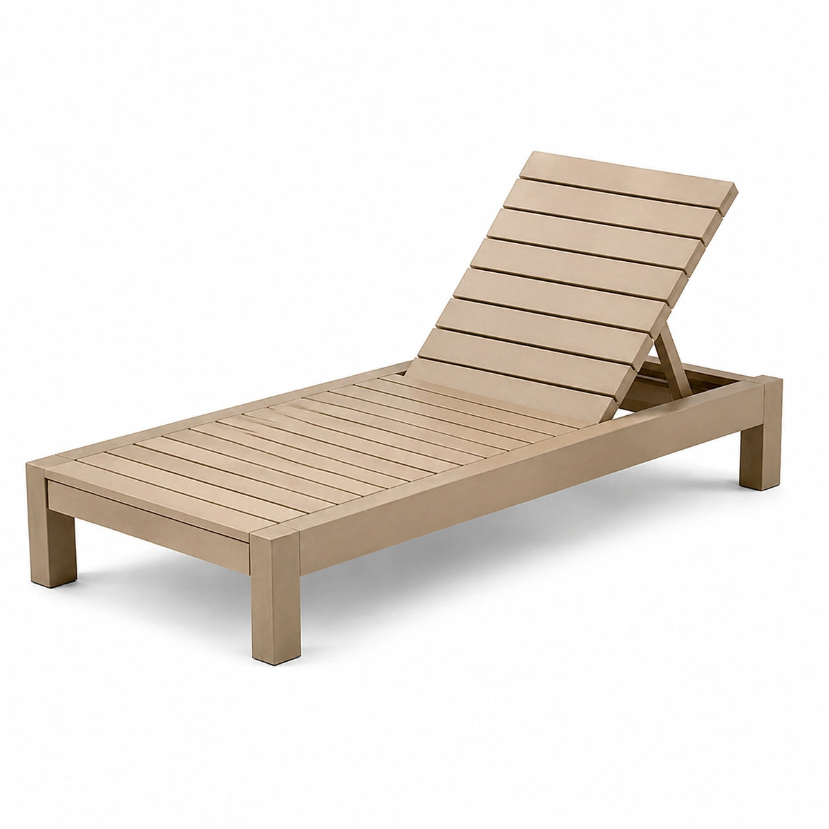 Aluminium-Gartenliege in Beige mit verstellbarer Rückenlehne, 200 × 70 × 35 cm