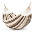 Gestreifte Hängematte aus Textilgewebe und Seil, 300 × 150 × 1 cm, Creme/Beige/Taupe/Braun